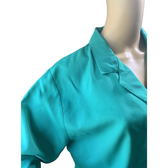 Ashleigh Morgan Green Button-up Long Sleeve Collared Pocket Blouse Size 12 - Picture 5 of 13